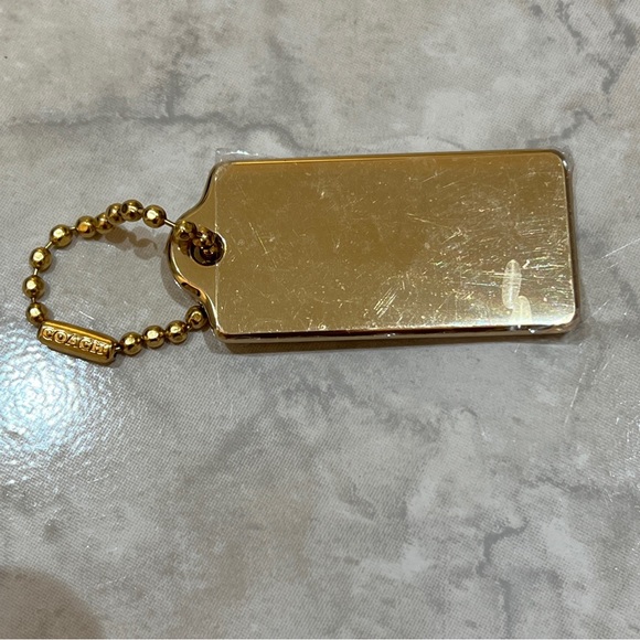 Coach Large Gold Tone Bag Tag 2 1/2” x 1” New - Picture 2 of 4